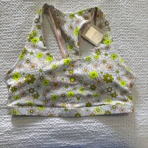 Fabletics Kessler Medium Impact Racerback Sports Bra Daisy Print Size Large